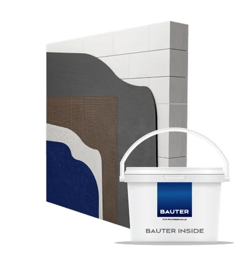 Przekrój warstw ściany z powłoką termoizolacyjną i opakowanie farby termoizolacyjnej