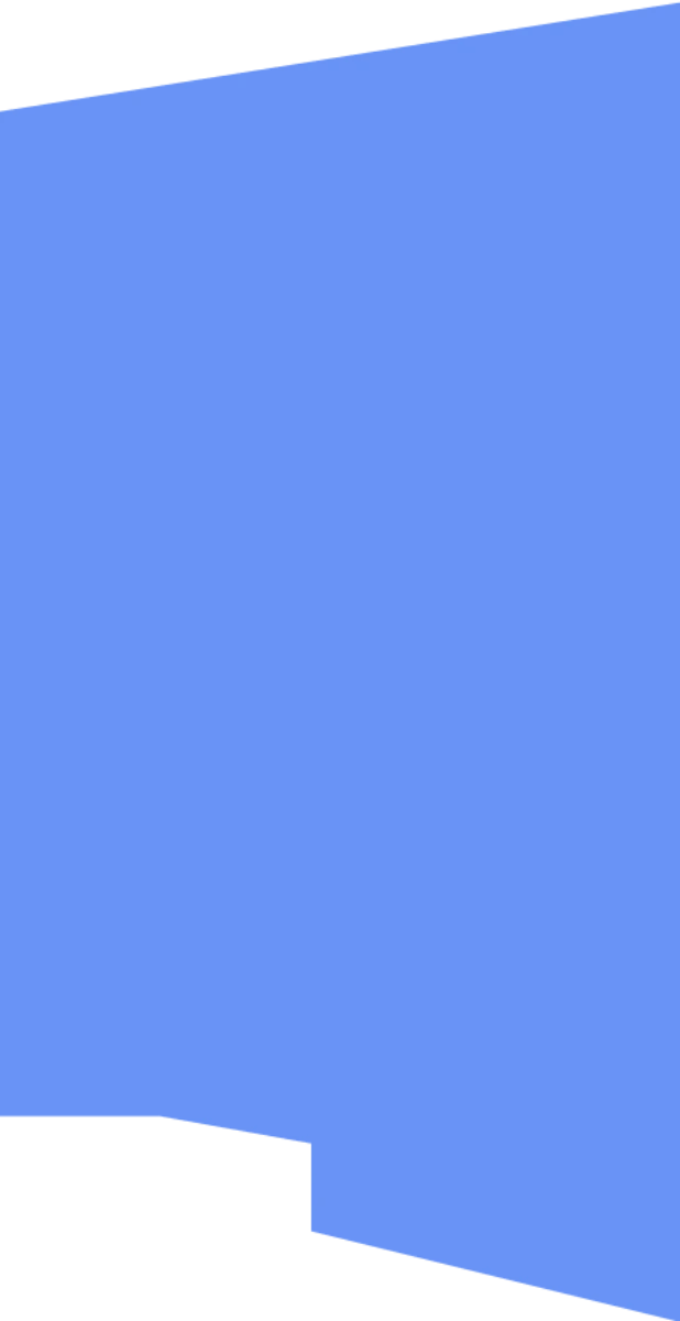 Abstrakcyjny, kanciasty niebieski kształt na czarnym tle jako element graficzny strony internetowej