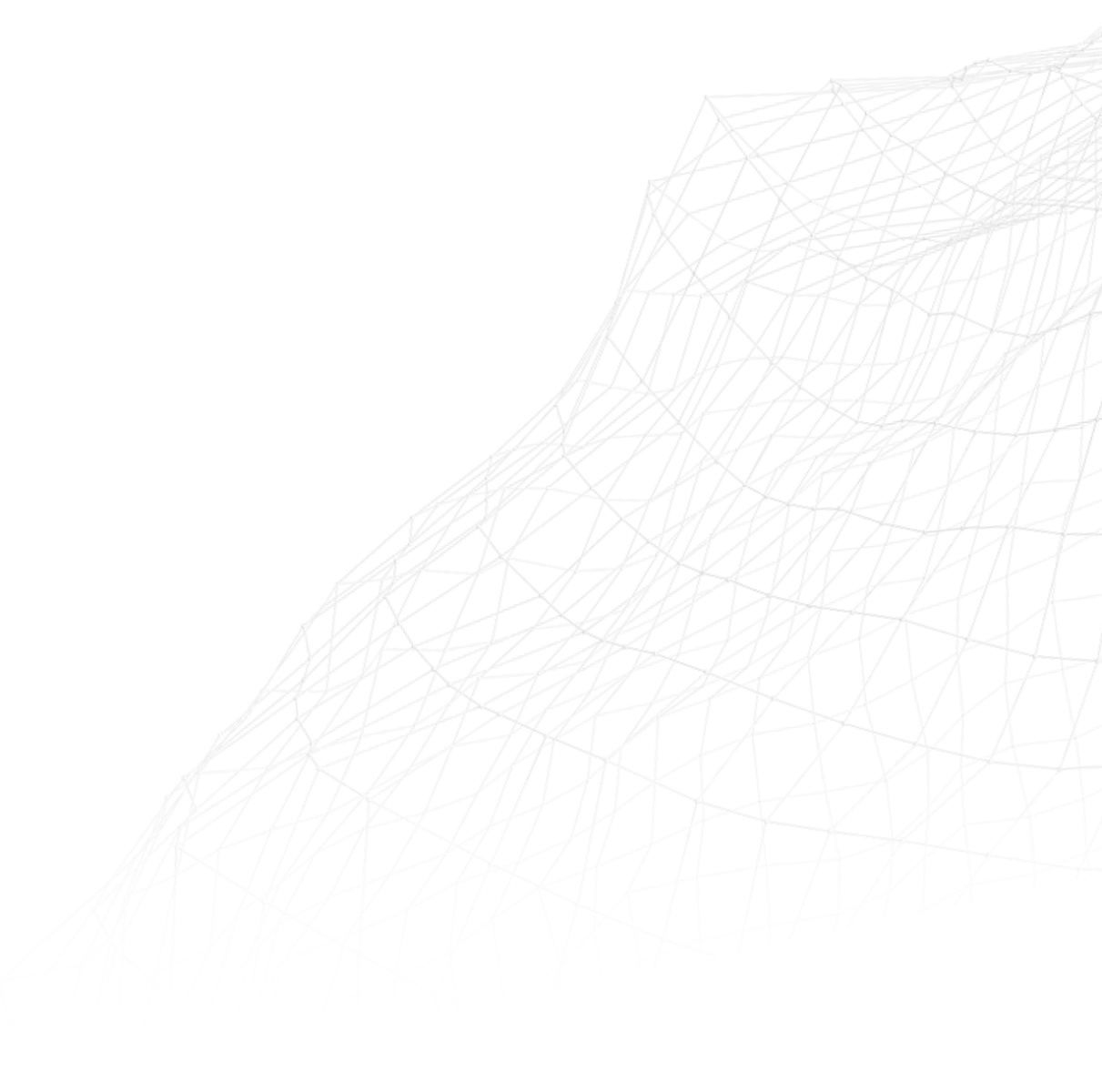 Trójwymiarowa siatka z połączonych białych linii na czarnym tle, przypominająca model powierzchni